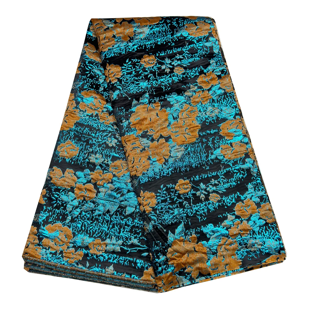 

African Jacquard Nigerian Brocade Lace Fabric Sewing Party Dresses For Women High Quality French Gilded Brocade Lace 5 yards