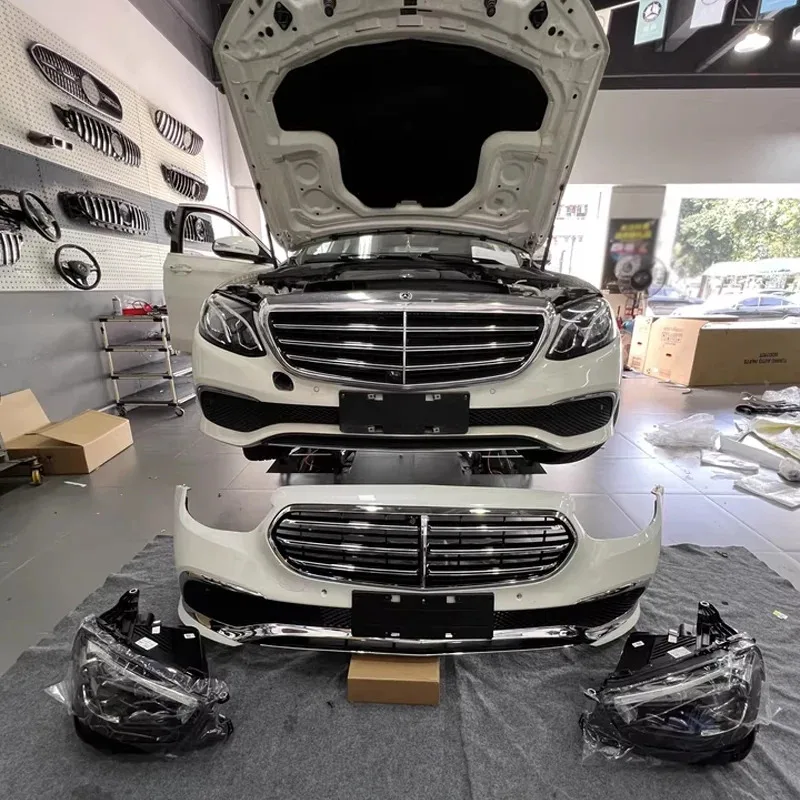 2016-20 طقم الجسم من الفئة E W213 نمط الأعمال ترقية المصد الأمامي والخلفي مصبغة المفسد من القديم إلى الجديد