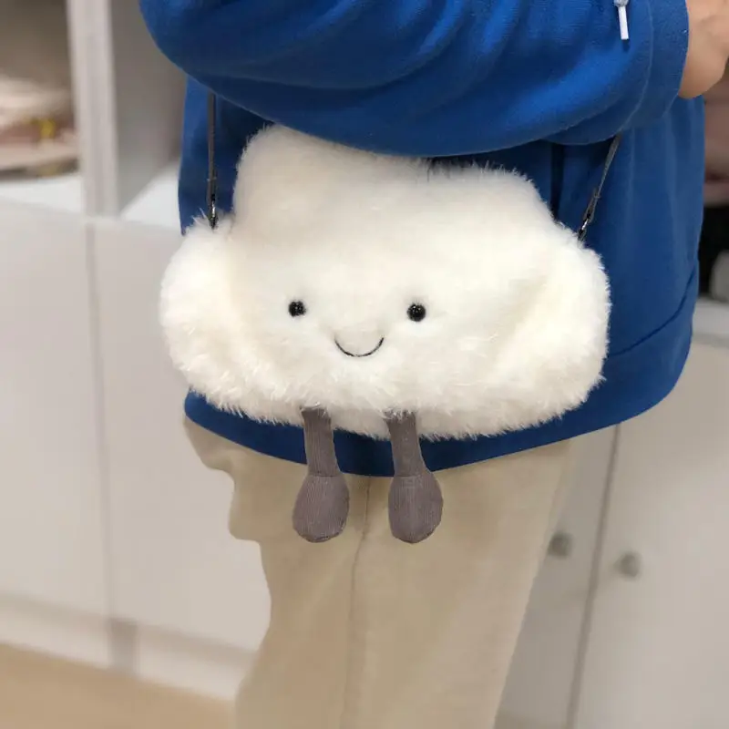 Cute Cloud Shoulder Bag Creative Kawaii Cartoon Plush Bags Fashion Cloud Crossbody Messenger Phone Lolita Women Purses Kid Gift