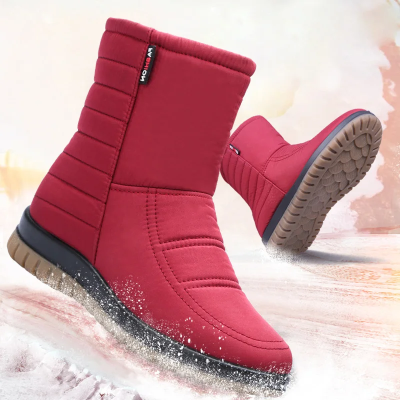 Waterproof Snow Boots Women Winter Shoes Non-slip Cold Winter Women Ankle Boots Non-slip Ladies Cotton Shoes Big Size 42 DX036