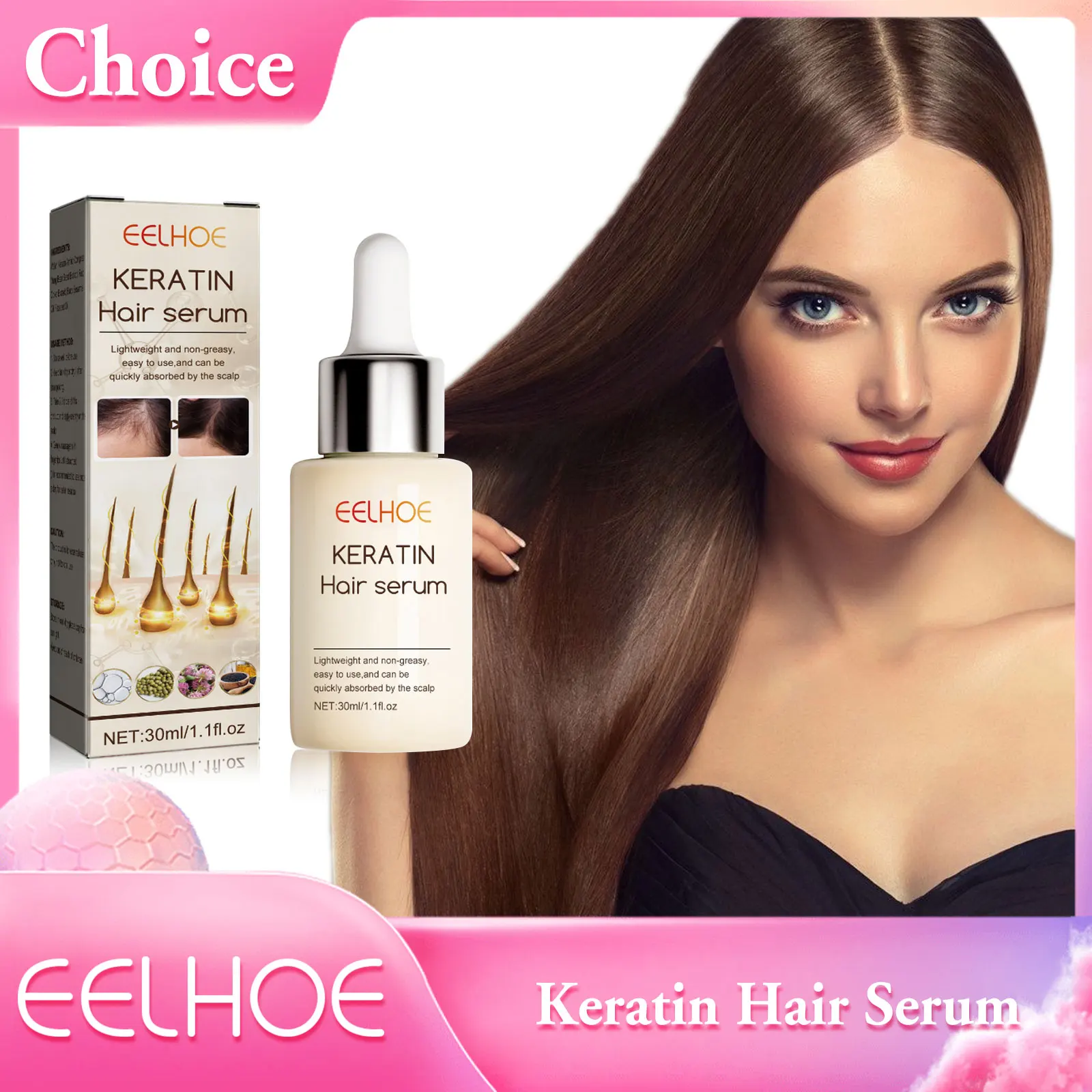 

EELHOE Hair Growth Serum Thicken Anti Hair Loss Damaged Thinning Repair Dry Scalp Treatment Keratin Nourishing Essence Products