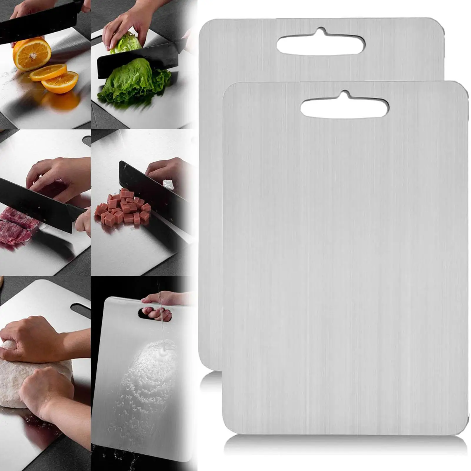 Tagliere in titanio ultrasottile Tagliere da cucina bifacciale Tagliere da cucina in acciaio inossidabile 304 per uso alimentare Vassoio da portata