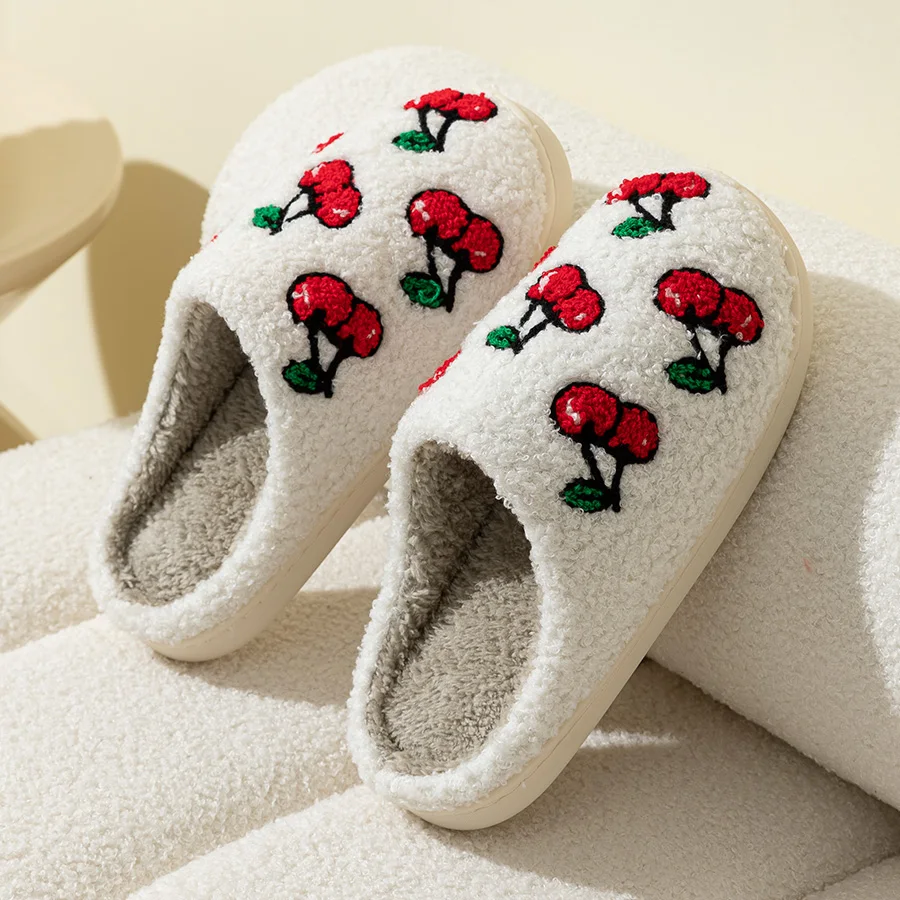 شبشب منزل دافئ مريح الكرز نمط الفتاة الشتاء لطيف الفاكهة غرفة نوم لينة الترفيه غامض النساء أحذية المنزل مثيرة للاهتمام #4