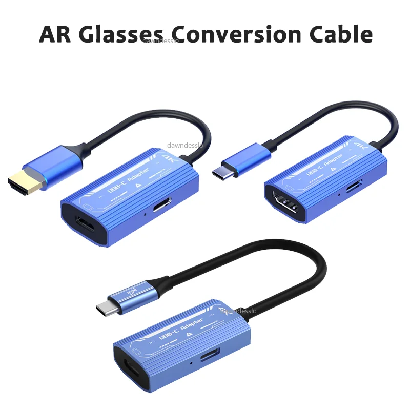 AR Glasses Hub Seamless Multi-Device Type-C HDMI-compatible Charging Adapter USB C to C Video Converter for Xreal Rayneo Switch