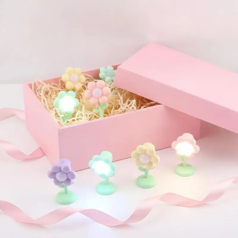 Mini Flower LED Night Light Cute Floral Bedside Lamp No Glare Soft Warm Light for Baby Nursery Kids Bedroom Home Decor