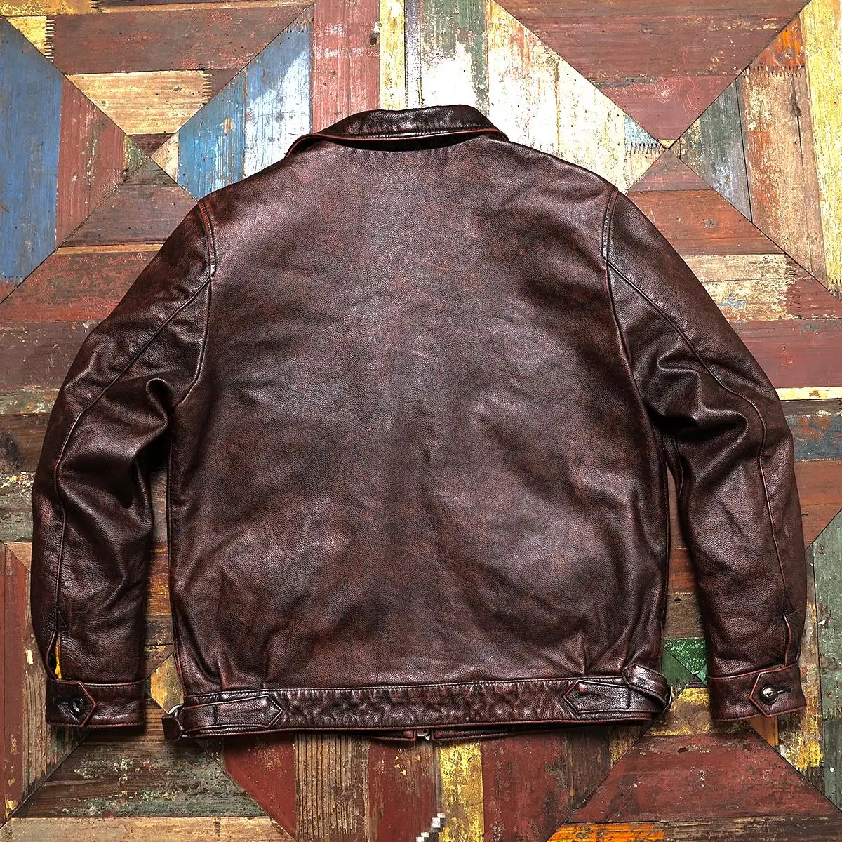 سترة طيار عتيقة من خياط براندو هارتمان مغسولة بعمر محبب بالكامل من جلد البقر للرجال سترة قصيرة من الجلد الطبيعي