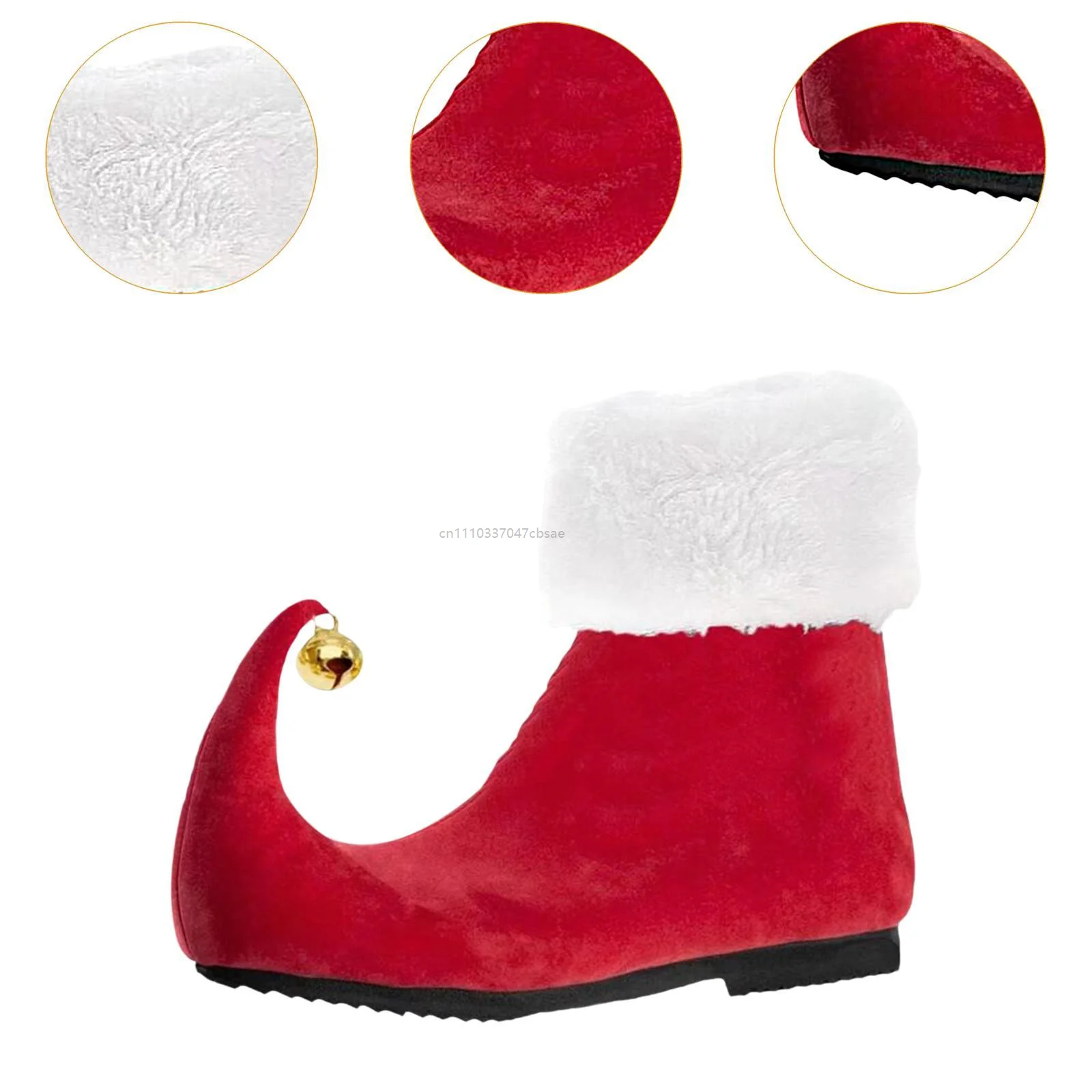 Christmas Elf Santa Claus Boots Adult Unisex With Bells Red Shoes Ankle Boot Role Play Accessories Party Stage Performance Prop 5
