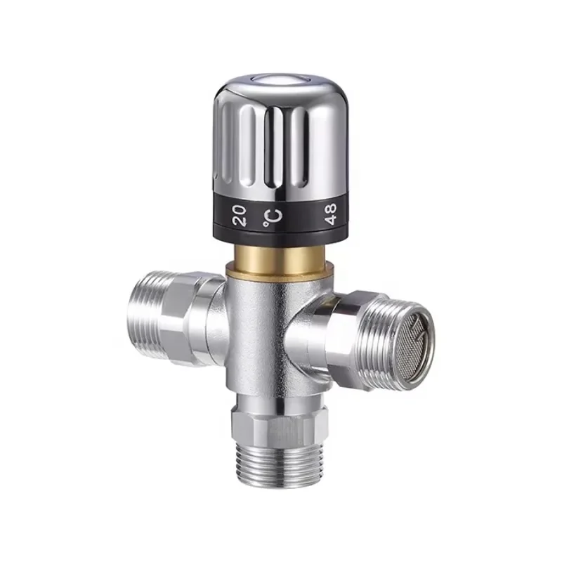 Brass Hot Cold 3 Way Thermostatic Mixing Valve For Warm Water BJ45006