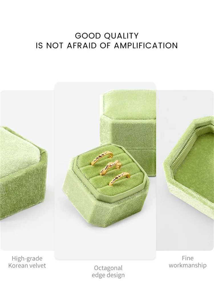 Oirlv Wedding Flanner Ring Box Engagement Triple Slot Square Ring Box Modern Wedding Marry Gifts Muti Color 1/2/3 Slots Ring Box