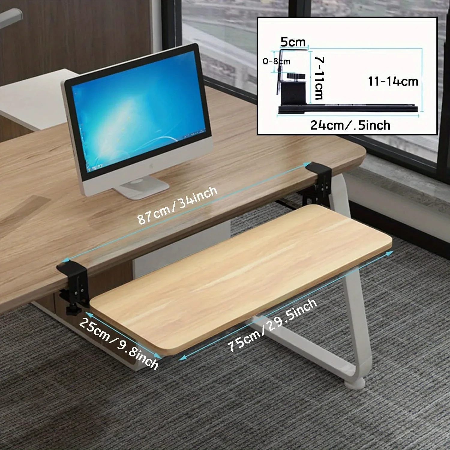 wholesal 1PC Clamp Keyboard Tray Ergonomic Sliding Under Desk Keyboard and Mouse Platform Retractable Undermount Drawer keyboard