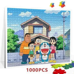 Quebra-cabeças anime japonês doraemon 1000 peças quebra-cabeças de papel bandai intelectual educacional descompressão diy jogo de quebra-cabeça