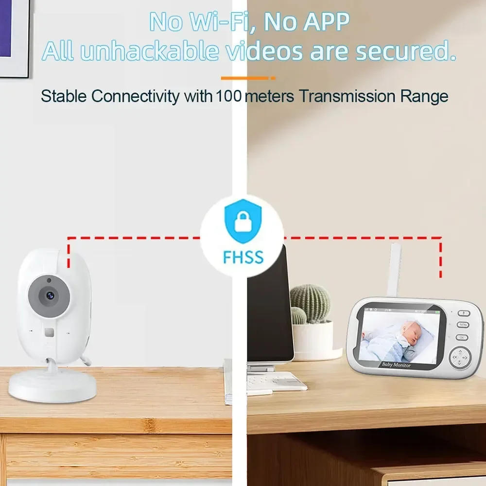 3.5 inch Wireless Video Baby Monitor Night Vision Temperature Monitoring Two-Way Audio Talk Baby Nanny Indoor Security Camera view 5