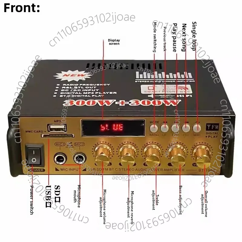 Mini Small Amplifier Speaker Power Amplification Card USB Flash Drive Radio DC 12 V 220V Bluetooth