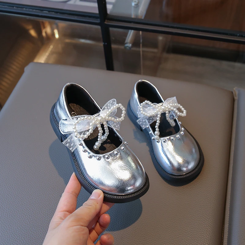 Fashion New Children Mary Jane Shoes Lolita Causal Girls Leather Shoes Sweet Bowknot Princess Kids School Performance Flat Shoes