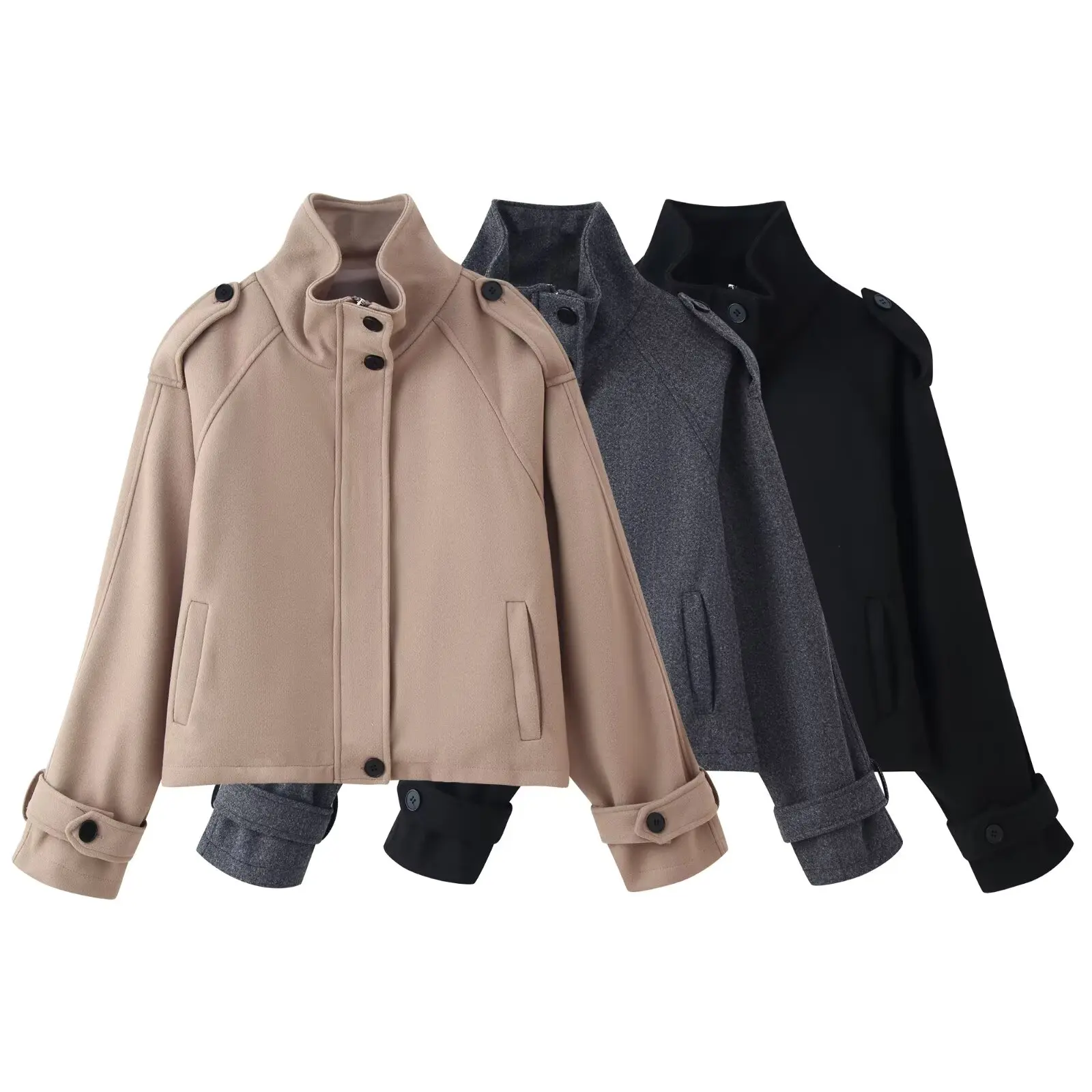 

Women's Casual Jacket Shoulder Epaulettes and Cuff Buttons Effortlessly Achieve a Cool and Edgy Style for Fall/Winter Outfits