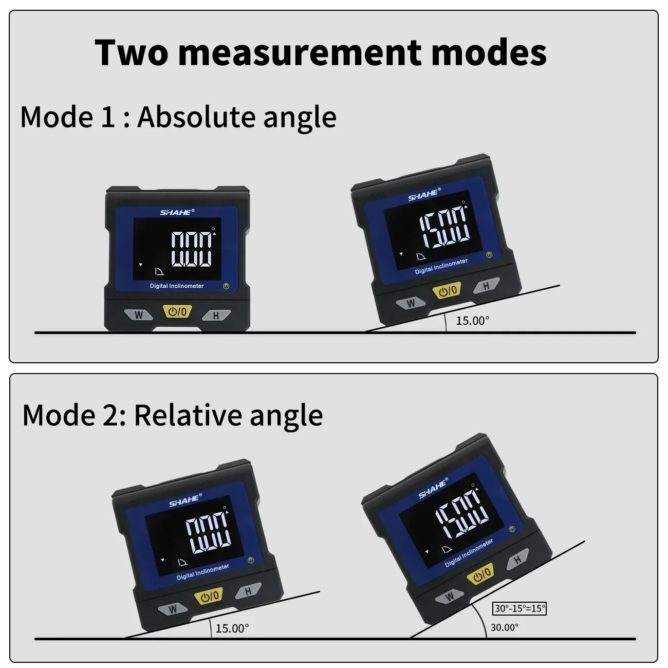 SHAHE Digital Angle Finder With Flip Up Display Magnetic Protractor Inclinometer Angle Measurement Tool With 4*90 °and 2*180°