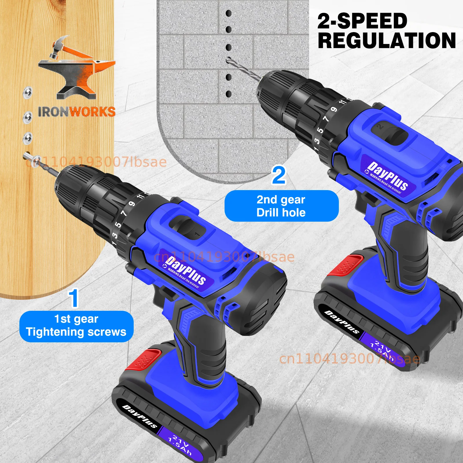 21V Cordless Drill,Electric Screwdriver Tools Kit with 25+1 Torque Setting,2 Variable Speed,29PCS Accessories,LED Work Light