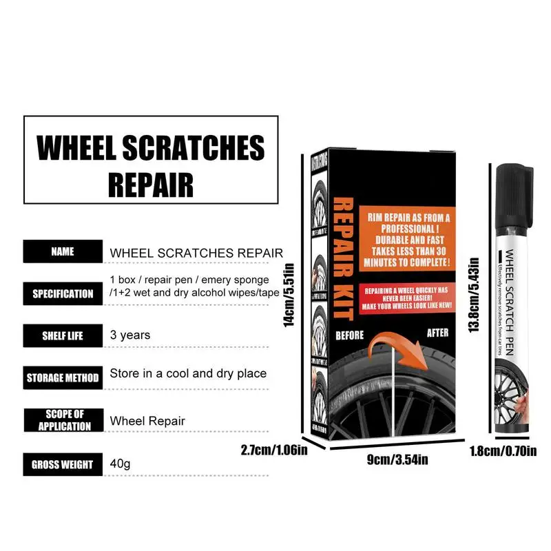 Kit di riparazione del cerchione dell\'automobile nero cerchi in lega per auto Scratch Remover Pen Wheel Restoration Supplies riparazione della ruota