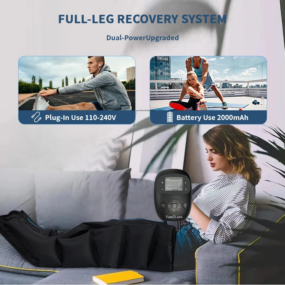 Smart Compression Boot 6 Modes Leg &Foot Massager Adjustable Pressure Range for Muscle Recovery & Circulation Boost Rechargeable