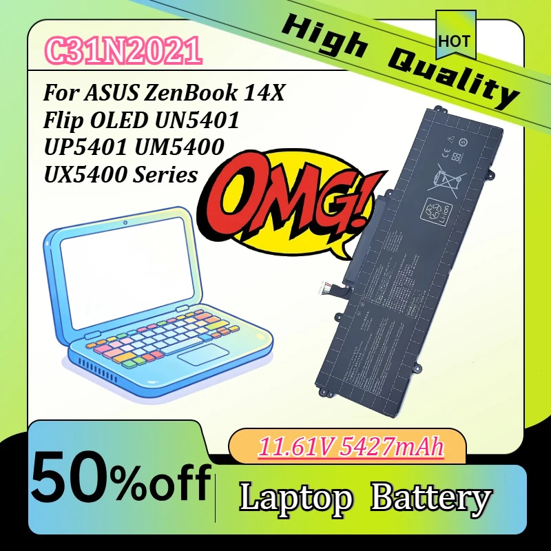 

11.61V 63Wh 5427mAh Notebook Battery C31N2021 Compatible with ASUS ZenBook 14X Flip OLED UN5401 UP5401 UM5400 UX5400 Series