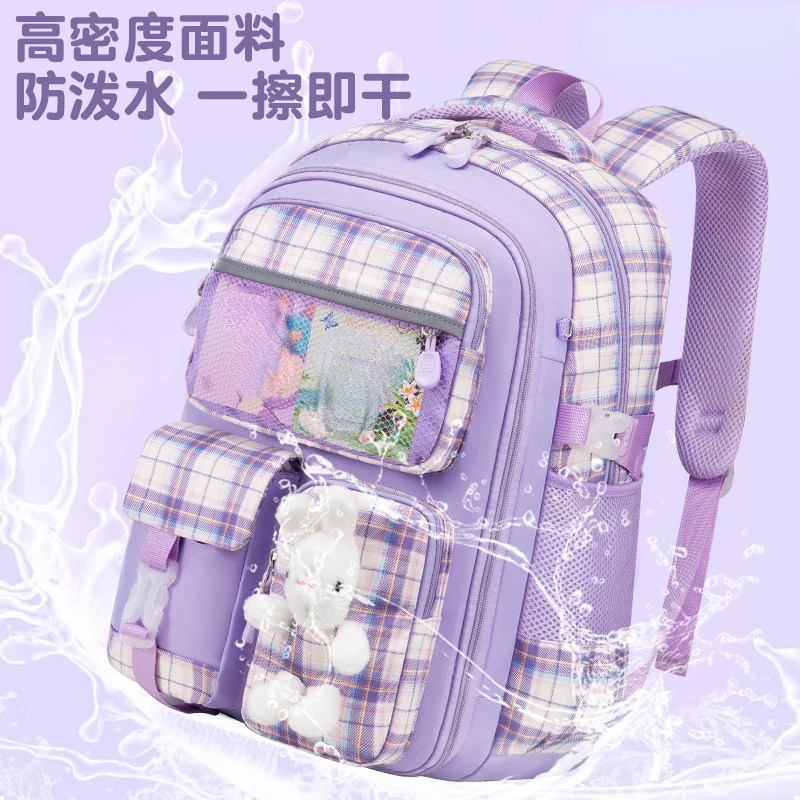 Orthopedic Primary School Bags for Girls Nylon Children's Backpack for Grades 1-3-6 Large Capacity Kids Bookbag Rucksack Mochila