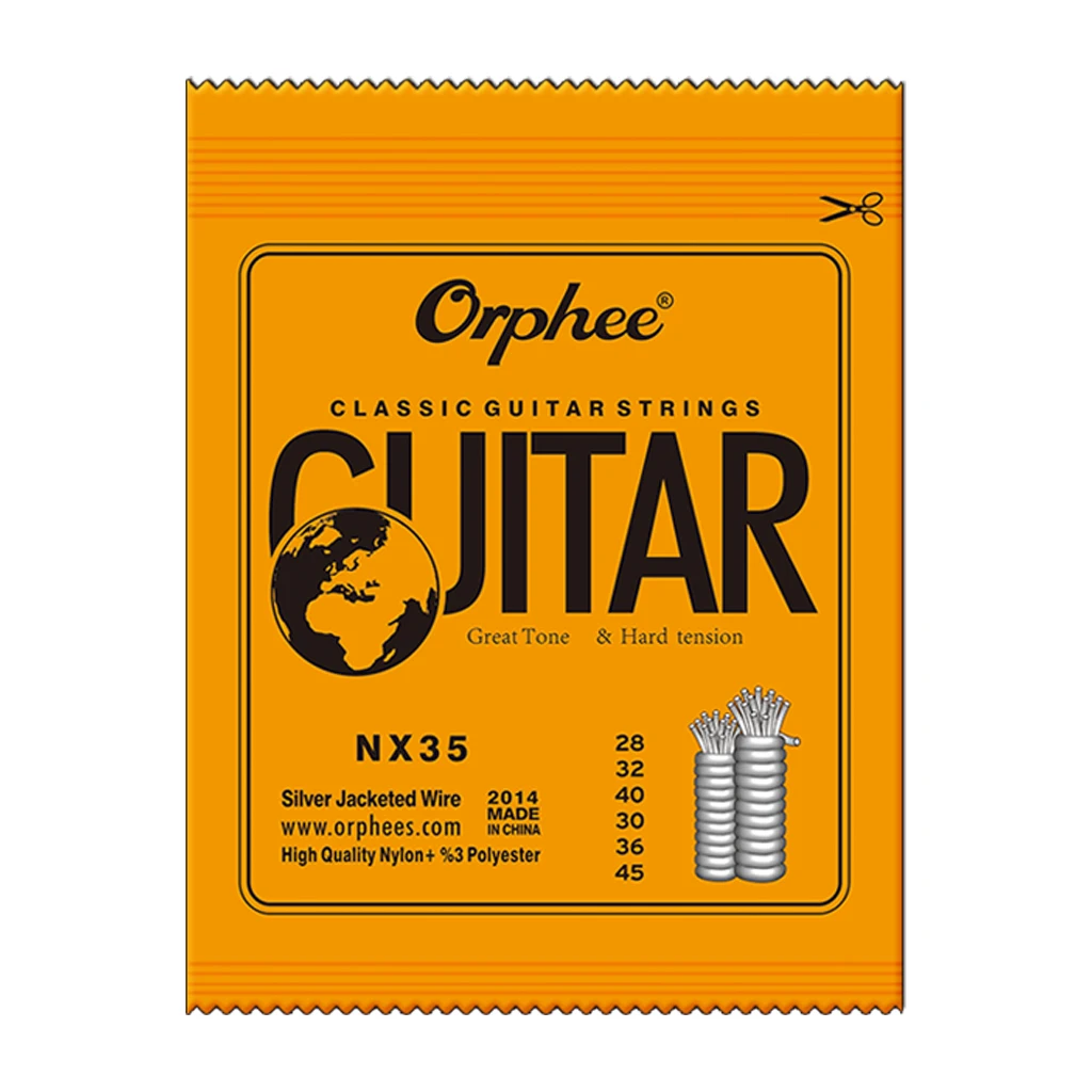 

Orphee NX35 Clear Nylon Silver Plated Classical Guitar Strings Hard Tension(.028-.045) Full Set Replacement Guitar Accessories