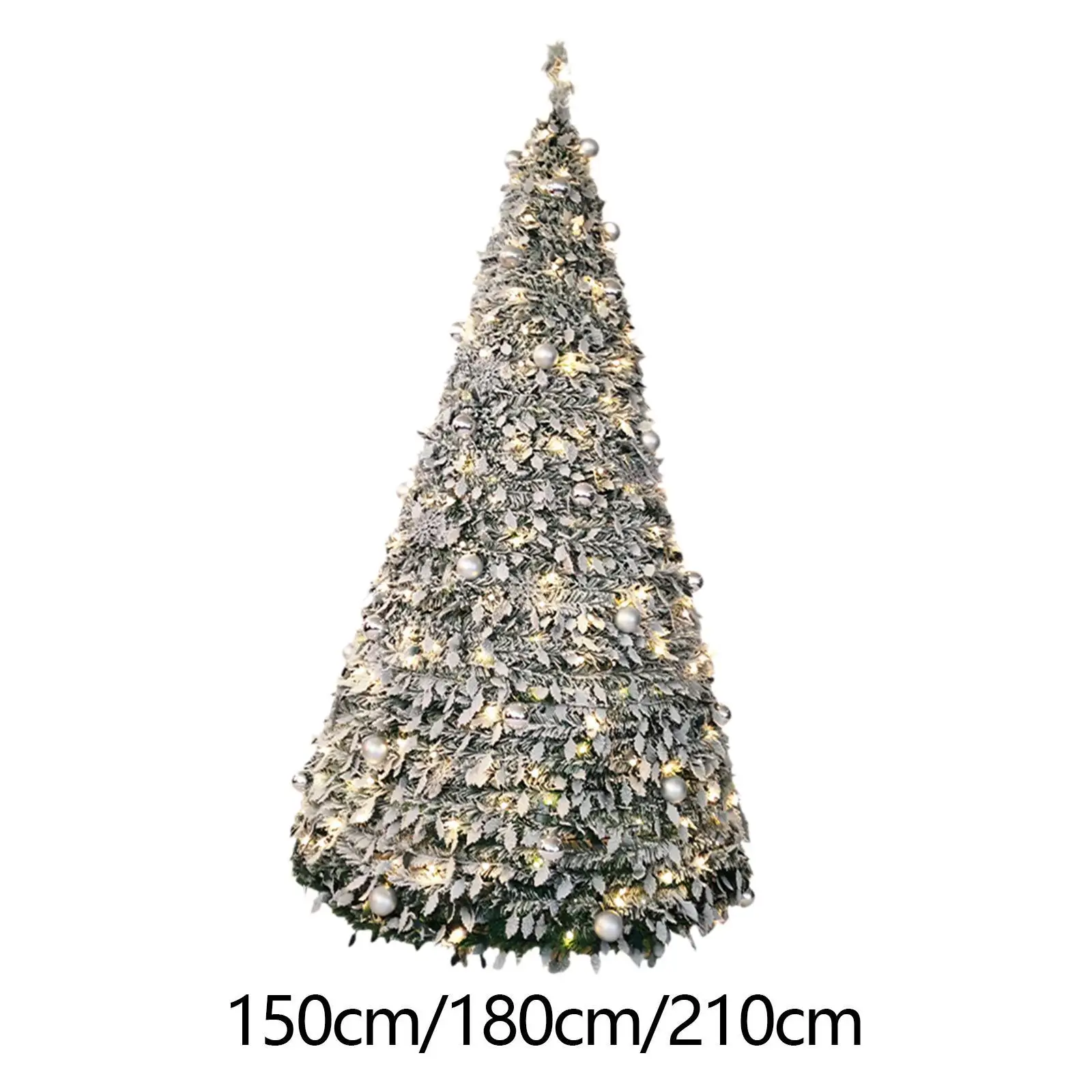 Folding Artificial Christmas Tree with Lights PVC Material Xmas Decoration Versatile for Home Offices Lightweight Easy Assembly