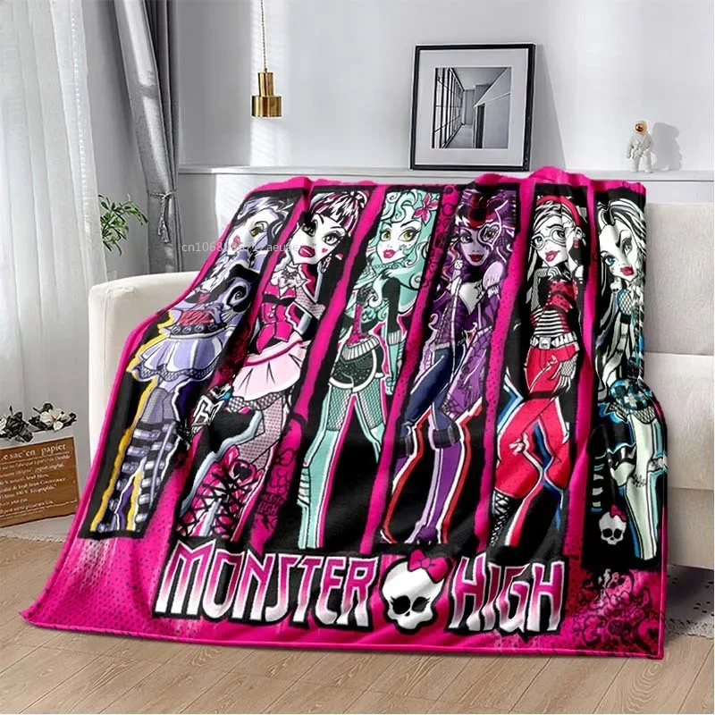 Monster High Blanket Cartoon Doll Fleece Plush Print Multifunction Lightweight Throw Blankets for Sofa Bedroom Bedspread