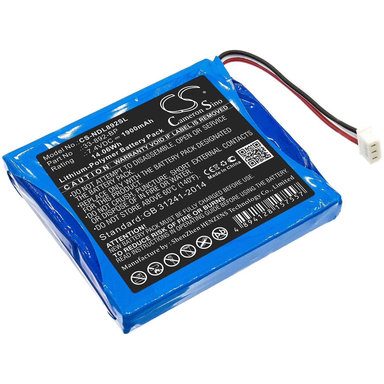 Cameron Sino 1900mAh Battery For Ideal 33-892  33-892 Securitest Pro Tester 33-892-BP