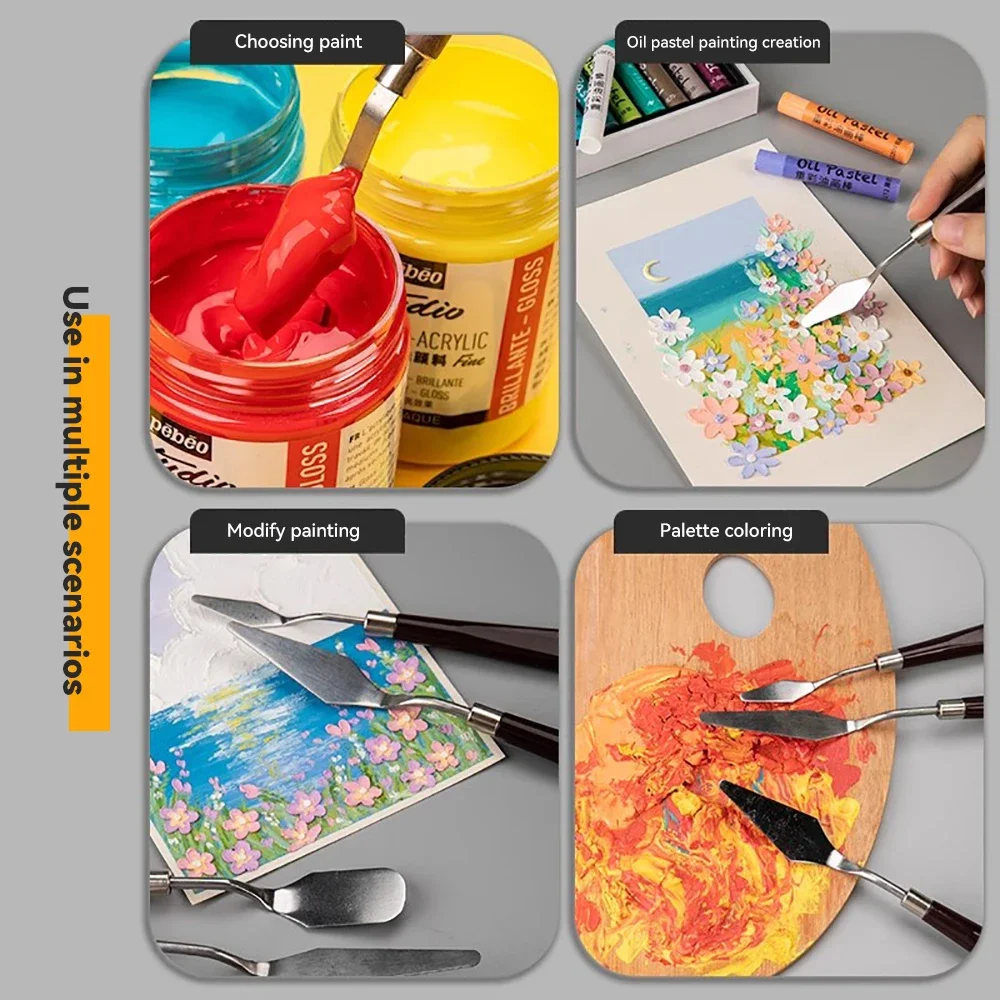 الفولاذ المقاوم للصدأ النفط اللوحة السكاكين الفنان الحرف ملعقة لوحة خلط سكين مكشطة الفن الاكريليك الغواش اللوحة الرسم أداة