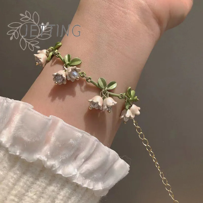 (SMTGDP11)Vintage French Design Mori Lily Of The Valley Pearl Bracelet Handmade Jewelry Forest Series Bracelet For Women