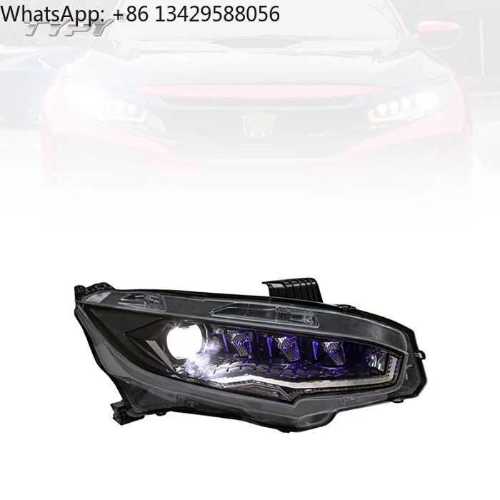

TYPY New Design Full LED Headlamp Three Diamond Sedan Hatchback Fit Headlight for Honda 10th Civic 2016-2021