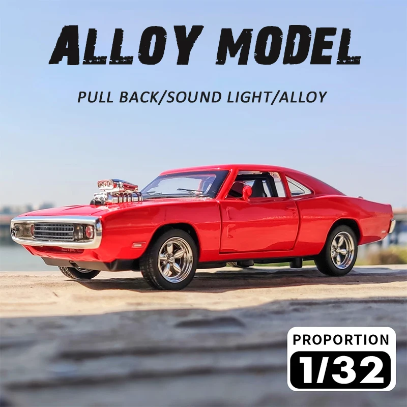 1/32 Classic Charger 1970 Diecast Alloy Horses Muscle Vehicle Models car fast furious Sound Light Children Collection value Gift