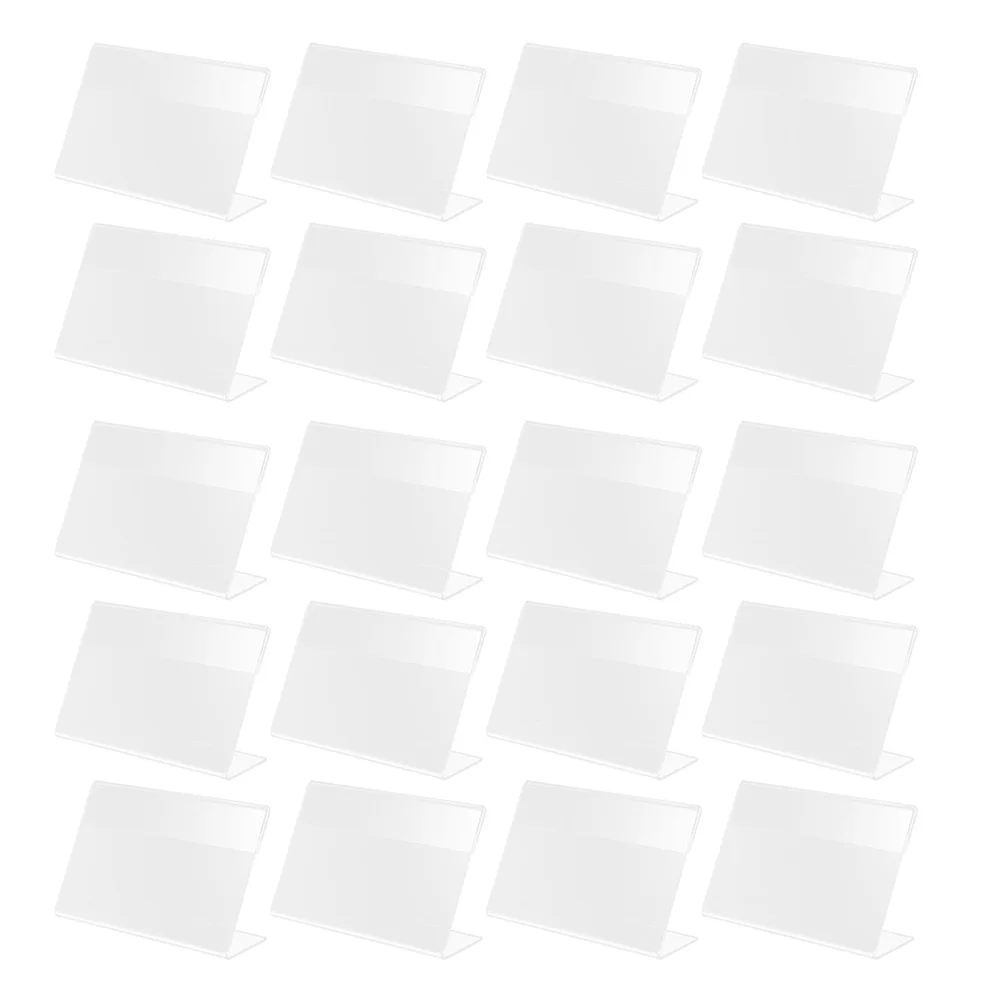 

20 Pcs Label Holder Shape Display Stand Shelf Signage Holders Price Tag Plastic Transparent Show Rack
