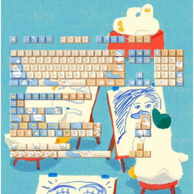 

Клавиатура с милой уткой, небоскребок, крутая оригинальная вишня, высокоперсонализированный материал из ПБТ, пятисторонняя термосублимация, 138/158 клавиш