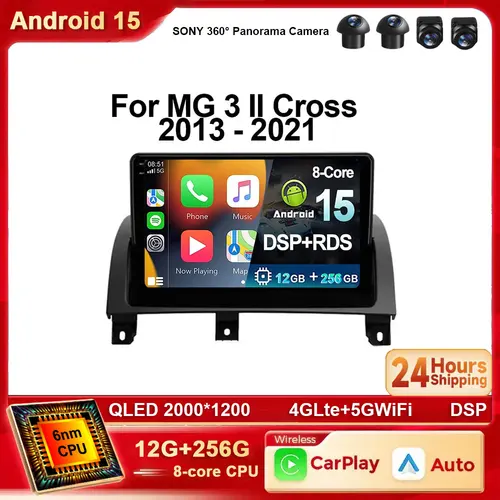 Android 15 para MG 3 II Cross 2013 - 2021 2K CarPlay Radio Multimedia para coche GPS pantalla estéreo vídeo 4G WIFI BT DSP reproductor de DVD