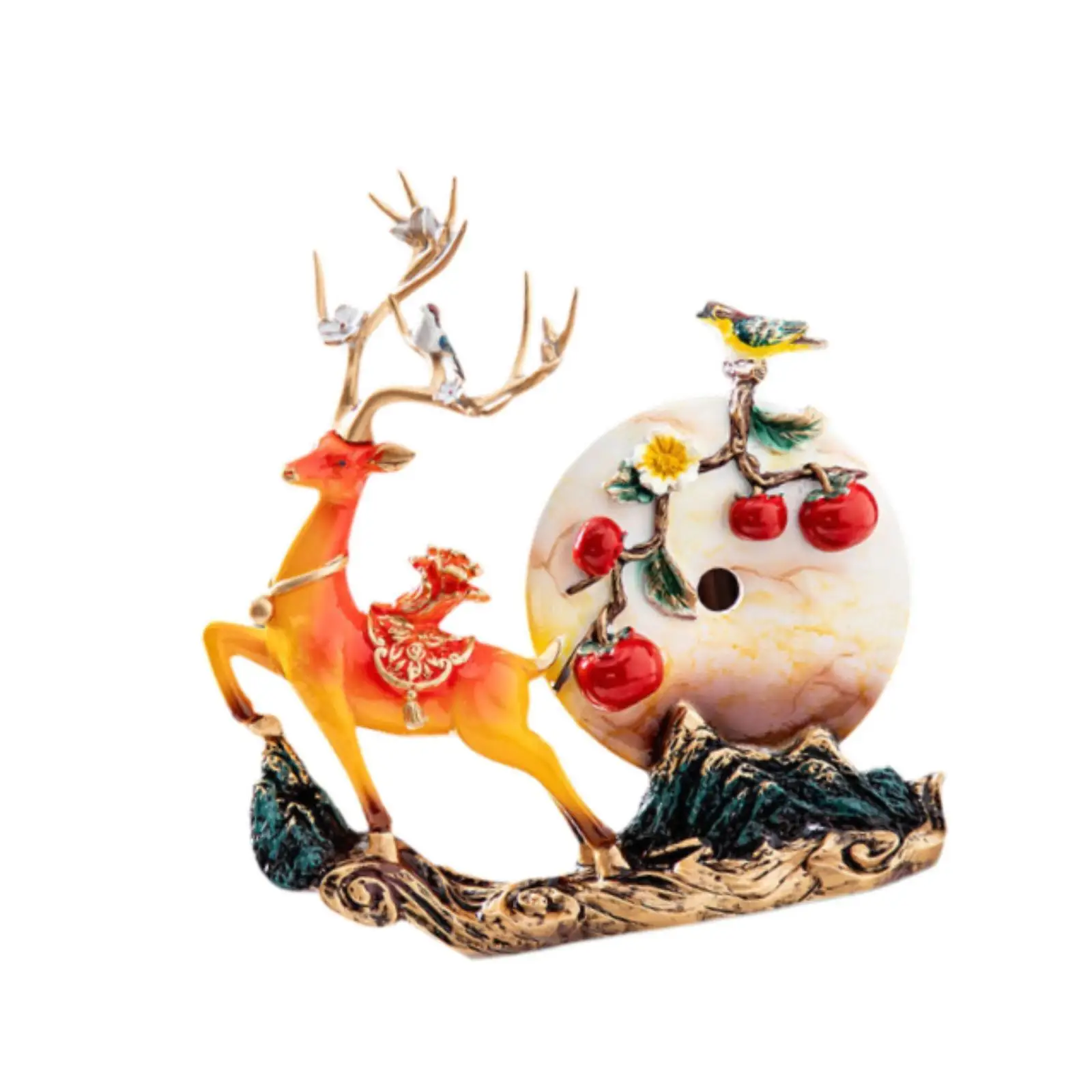 Leaping Deer Figurine Desktop Collection Creative Resin Deer Sculpture for Countertop Kitchen TV Cabinet Porch Hotel