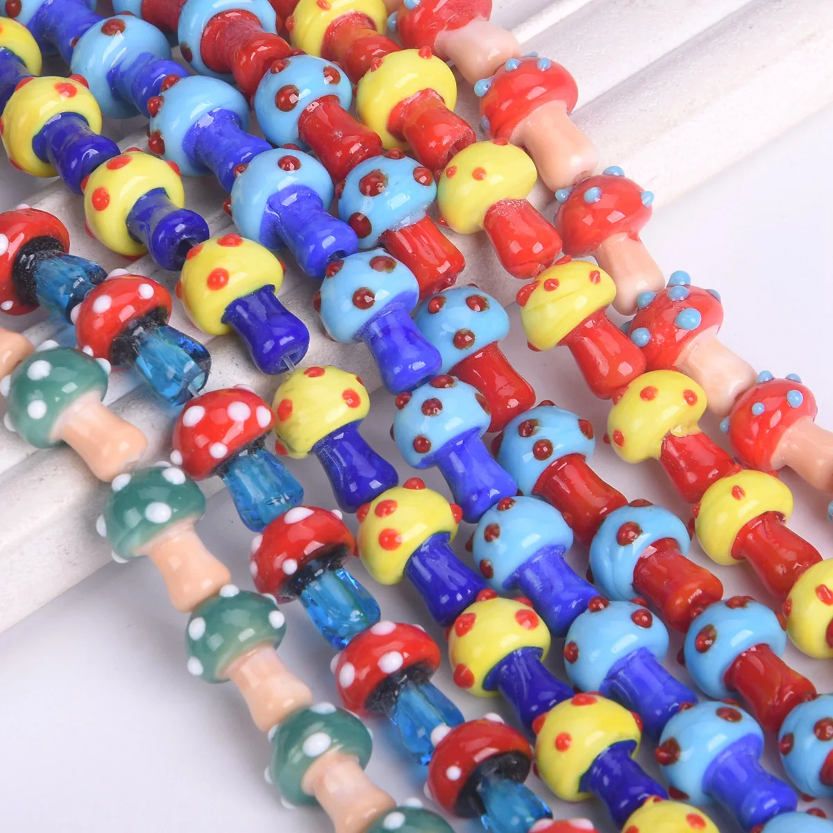 10pcs Colorful Poisonous Mushroom 17x13mm Handmade Lampwork Glass Loose Crafts Beads For Jewelry Making DIY Findings