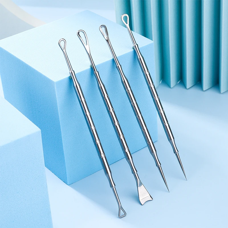 1/4 Pc Rvs Acne Naald Comedondrukker Puistje Popper Tool Schoonmaken Facial Gesloten Comedonen Handje Gezicht huidverzorging