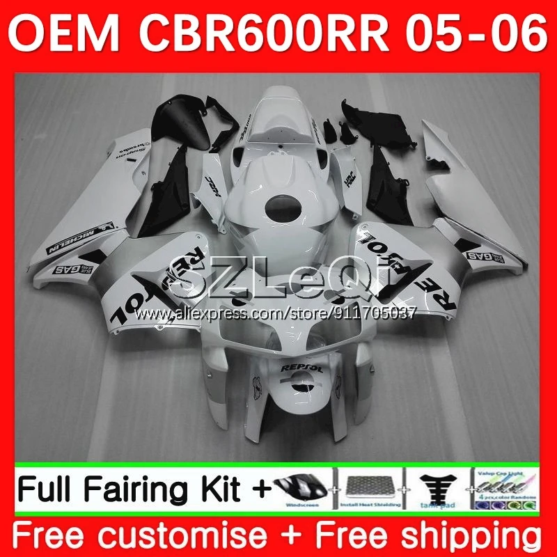 OEM Body + Decal For HONDA CBR600 CBR 600CC 600RR 600 RR CC F5 05 06 37No.11 CBR600RR 2005 2006 Injection Repsol white Fairings