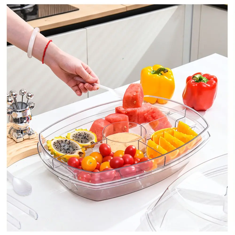 Large Capacity Food Storage Box Transparent Refrigerator Organizer Kitchen Fresh Keeper Salad Plate Vegetable Fruit Bin