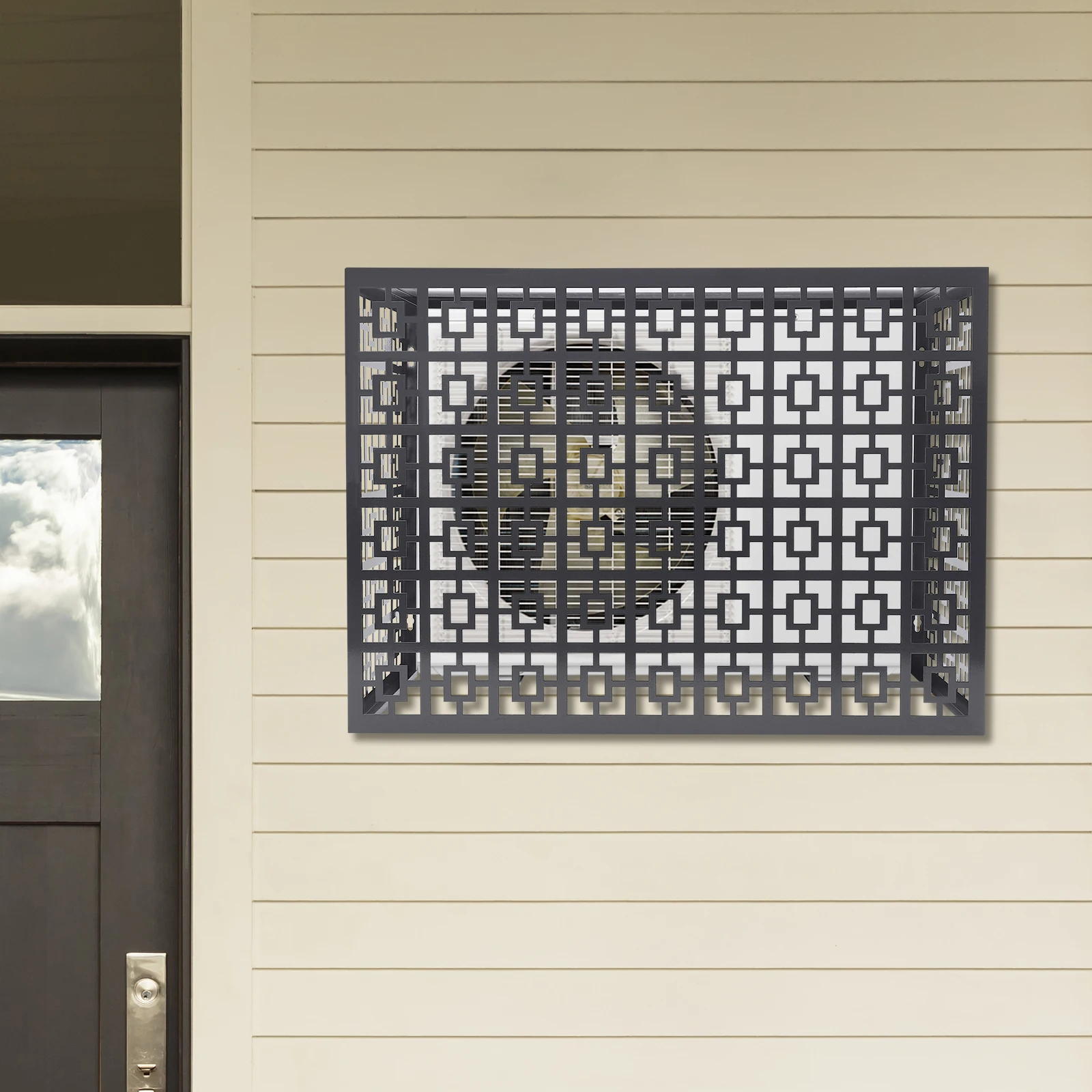 Dunkelgrauer Klimaanlagenzaun mit mehreren Szenen (AC-Schutz-/Blechzaun-/Poolenausrüstungszaun) – 43,3121,6531,5 Zoll Außengröße