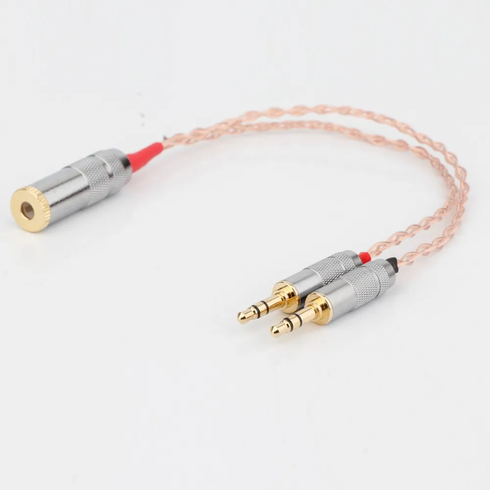 HIFI Single Crystal Copper Silver plated 2x3.5mm Male to 4.4mm Balanced Female Audio Adapter Cable for chord mojo Player