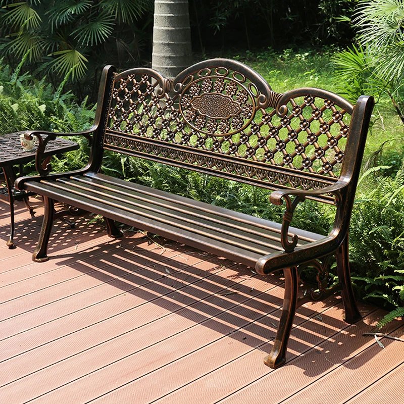 

Outdoor Park Chair Cast Aluminum Leisure Long Row Large Stool Square Bench Courtyard Flower Villa Stainless Steel Outdoor Bench