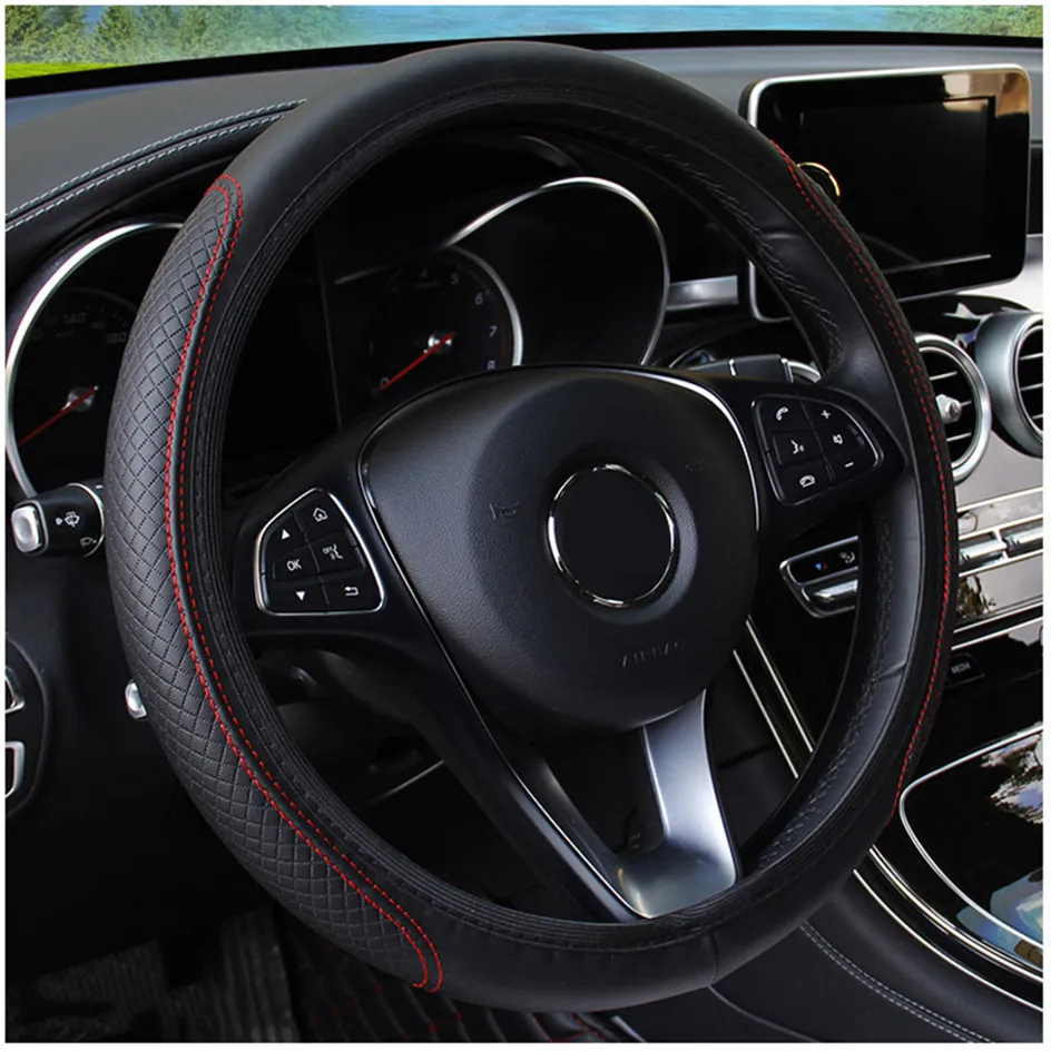 Breathable Leather Anti-Slip Car Steering Wheel Cover For Citroen C2 C3 C4 C5 C4l DS5 Xsara Grand Picasso Berlingo Car Styling