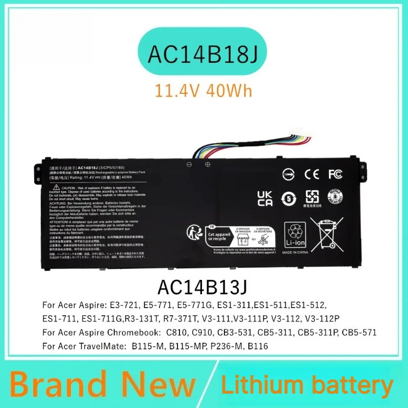 AC14B18J AC14B13J Laptop Battery For Acer Aspire V3-112 V3-111P V3-111 ES1-711 E5-771 TravelMate B115-M B115-MP P236-M B116