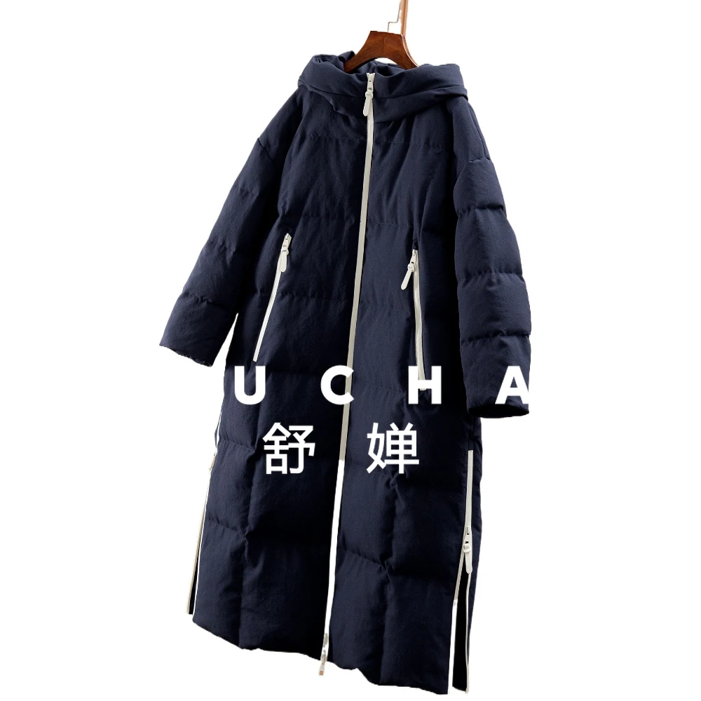 90 длинный пуховик с капюшоном