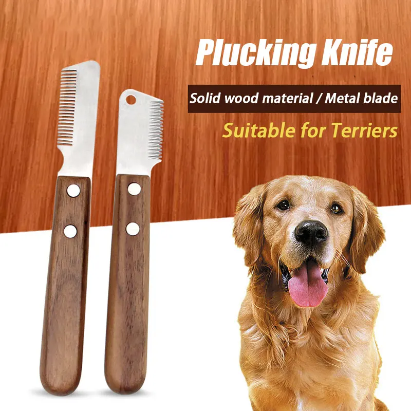 Pet Stainless Steel Grooming Brush For Dogs Cat Comb Coat Stripping Knife Stripper Wooden Handle Cleaning Tool Dog Accessories