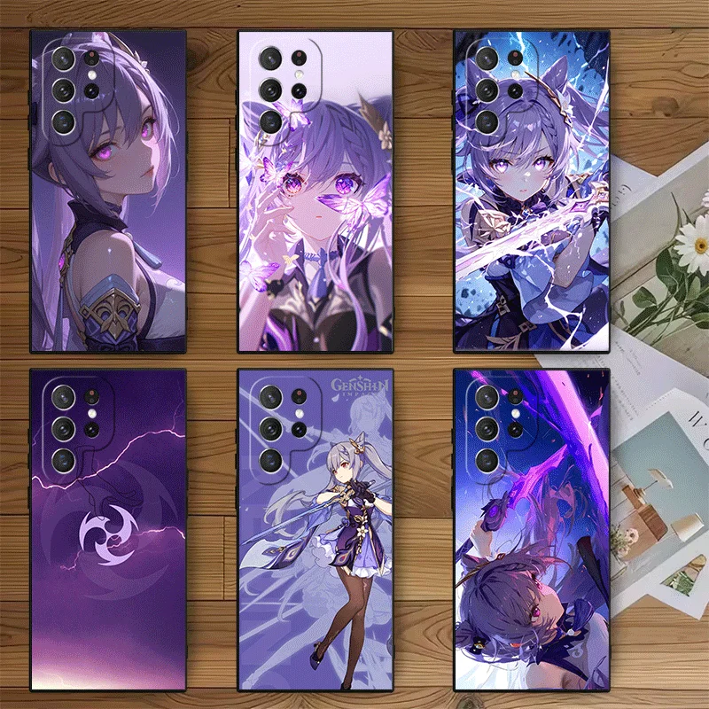Genshin Impact Keqing Soft Phone Case for Samsung Galaxy S26 S25 Edge S24 Ultra S23 Plus S22 S21 FE S20 Black Cover Back Shell
