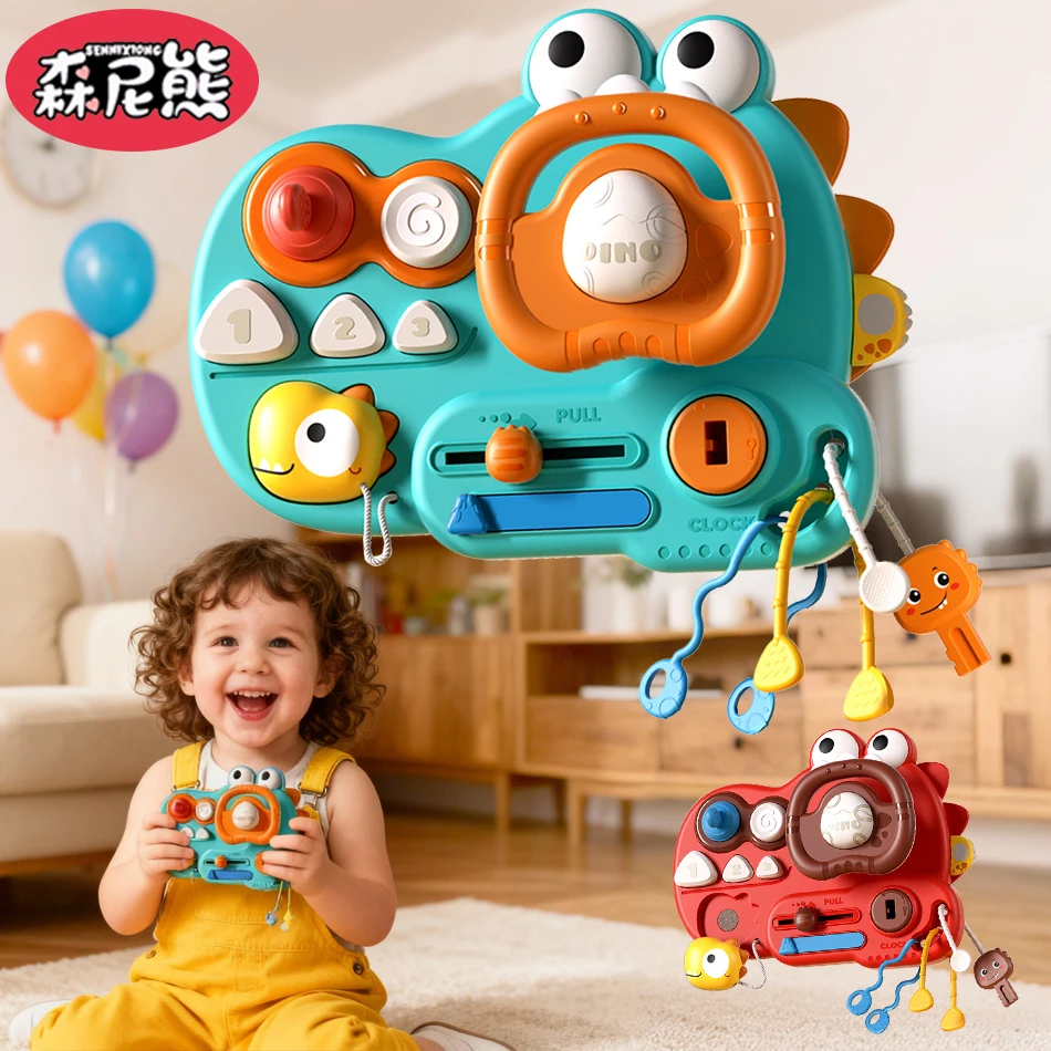 SENNIXIONG نشاط الطفل ديناصور عجلة القيادة مونتيسوري طفل ممارسة مهارة الضغط مجلس لعبة تعليمية للأطفال #1